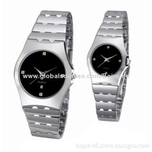 2014 New Design Couple Tungsten Steel Watches with 3ATM Waterproof, Sapphire Glass Lens